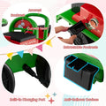 6V 2-Seater Ride On Train with Detachable Carriage, Under-Seat Storage, Whistle & Flashing LED Lights, Trackless Electric Ride On Toy for Kids